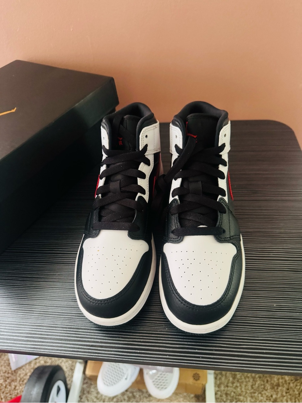 Kid’s Black and White High-Top Sneakers